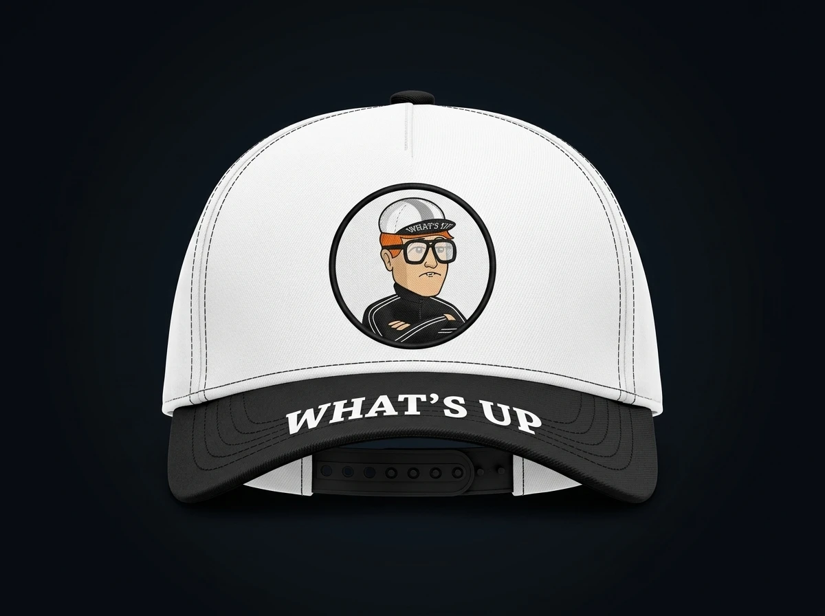 Physical products: Snapback cap mockup featuring BlueMan character patch